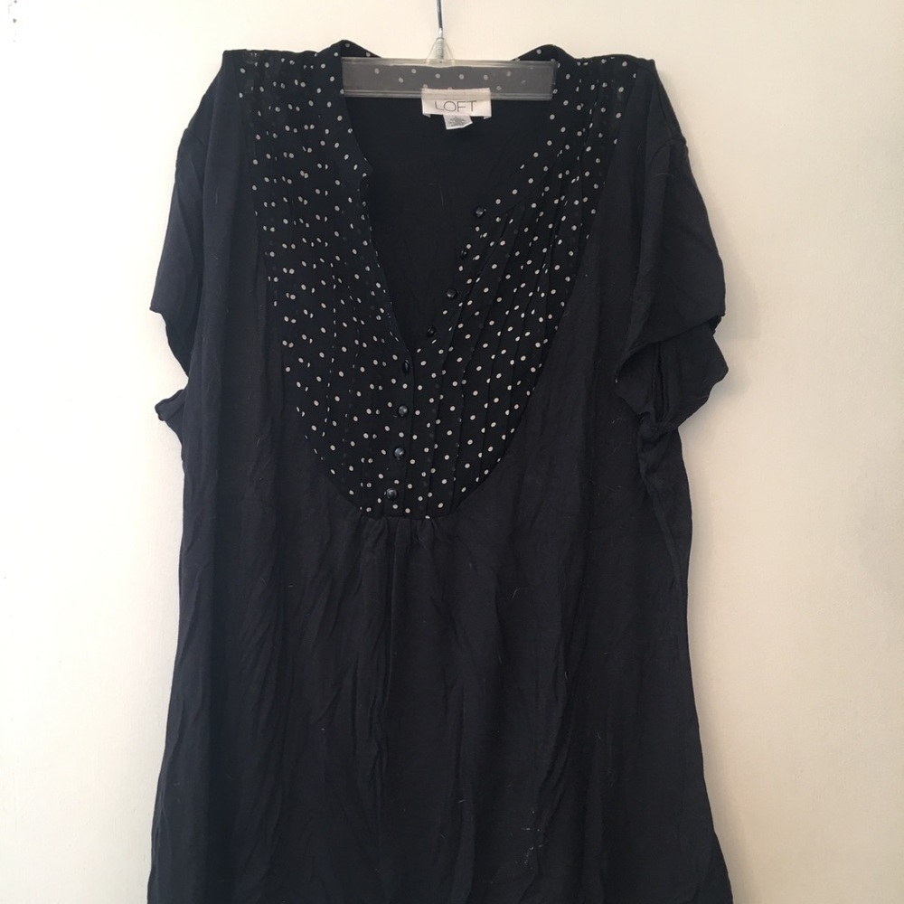 Black top with sheer polka dot scoop neck